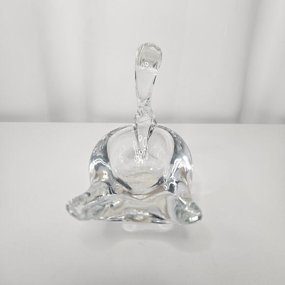 Vintage Crystal Clear Swan Sculpture Figurine 5.5" x 4.5" Glass Art - Picture 2 of 7